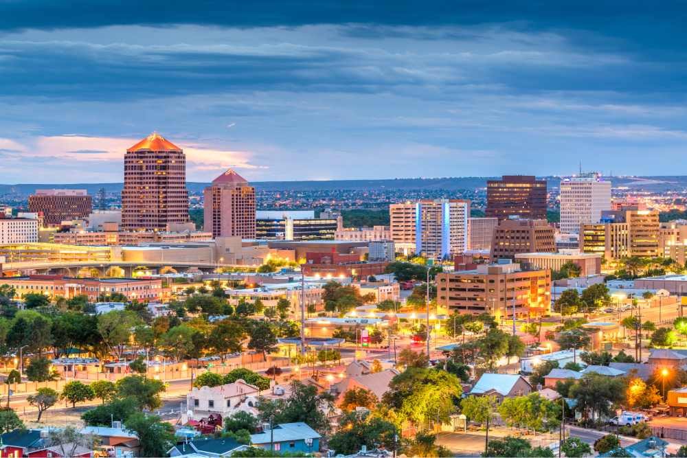 A view of the skyline of Albuquerque, New Mexico (NM)