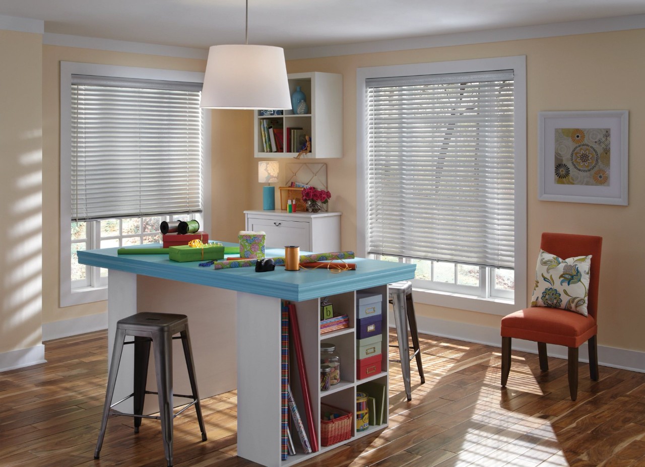 Modren Precious Metals® blinds installed, filtering light in a home’s living room near Albuquerque, New Mexico (NM)